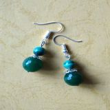 Malachite and Green Jade Faceted, Earrings